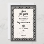 Schwarze viktorianische Spitzenhochzeit Save The Date (Vorderseite)
