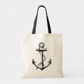 Schwarze Vintage Anchor-Illustration Tragetasche (Vorne)