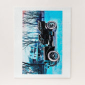 Schwarze Vintage Autokunst Puzzle (Vertikal)