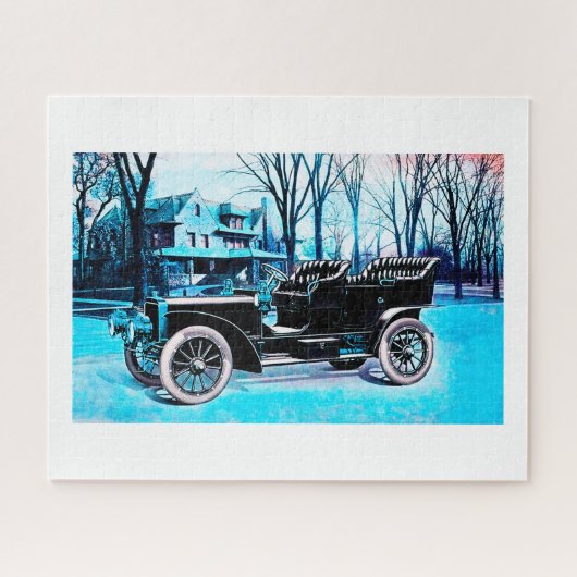 Schwarze Vintage Autokunst Puzzle (Horizontal)