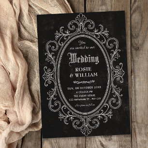 Schwarze Vintage-Barock-Victorian-Hochzeit Einladung