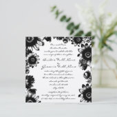 Schwarze Vintage Blume Einladung zur Hochzeit (Stehend Vorderseite)