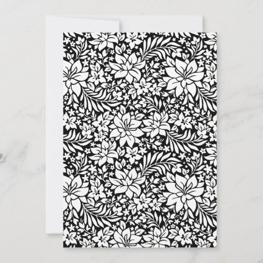 Schwarze Vintage Blumendusche Einladung (Rückseite)