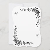 Schwarze Vintage Blumendusche Einladung (Rückseite)