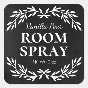 Schwarze Vintage DIY Room Spray Labels Quadratischer Aufkleber
