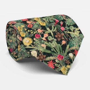 Schwarze Vintage-farbige Kaktus Krawatte