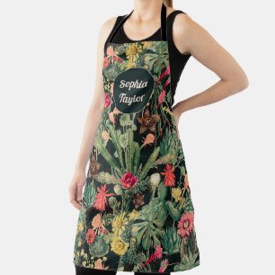 Schwarze Vintage-farbige Kaktus Schürze