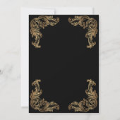 Schwarze Vintage Goldene Ecke Islamische Hochzeit Einladung (Rückseite)