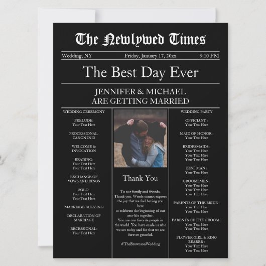 Schwarze Vintage Hochzeit Einladung (Vorderseite)