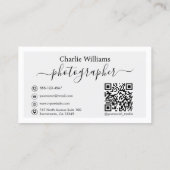 Schwarze Vintage Kamerakunst, Fotograf Visitenkarte (Rückseite)