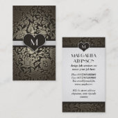 Schwarze Vintage Monogramm Elegant Klasse Visitenkarte (Vorne/Hinten)