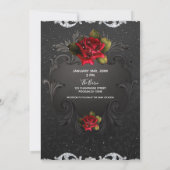 Schwarze Vintage Ornamentalhochzeit Einladung (Rückseite)