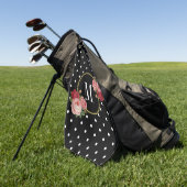 Schwarze Vintage Polka Dots Rose Spaß Monogramm Golfhandtuch (Gras)