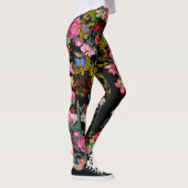 Schwarze Vintage Rose Garten Leggings (Rechts)
