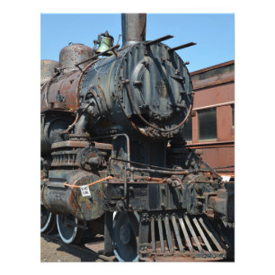 Schwarze Vintage-Rostige-Dampf-Lokomotive Zugmasch Fotodruck