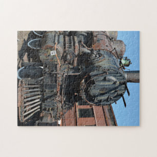 Schwarze Vintage-Rostige-Dampf-Lokomotiven Zugmasc Puzzle