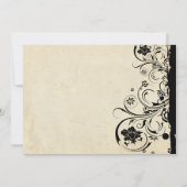 Schwarze Vintage Spitze auf Parchment Hochzeit Ein Einladung (Rückseite)