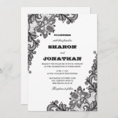 Schwarze Vintage Spitze Einladung (Vorne/Hinten)