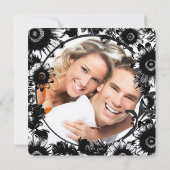 Schwarze Vintage Wildblume Blumenhochzeit Einladung (Rückseite)