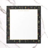 Schwarze Vintage Wildblume und Goldname Notizblock