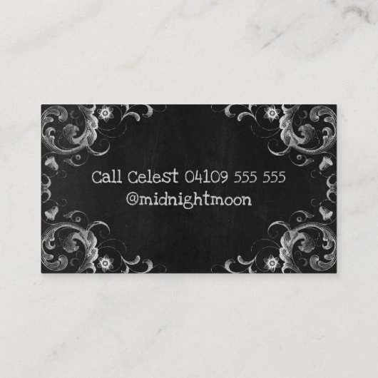 Schwarze Vintage Zauber und Hexerei Visitenkarte (Rückseite)