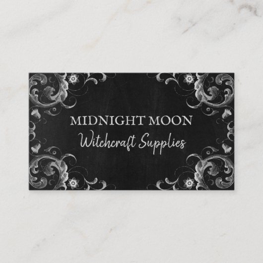 Schwarze Vintage Zauber und Hexerei Visitenkarte (Vorderseite)