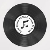 Schwarze Vinyl-Aufnahme mit Liedtitel Etiketten (Design 1)