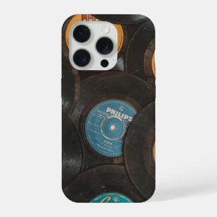 Schwarze Vinyl-Klassikerplatten iPhone 15 Pro Hülle