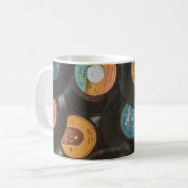 Schwarze Vinyl-Klassikerplatten Kaffeetasse (Vorderseite Links)