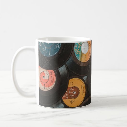 Schwarze Vinyl-Klassikerplatten Kaffeetasse (Links)