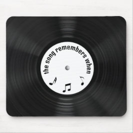 Schwarze Vinyl LP-Aufnahme mit Liedtitel Mousepad