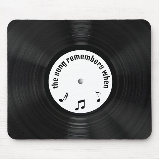 Schwarze Vinyl LP-Aufnahme mit Liedtitel Mousepad (Vorne)