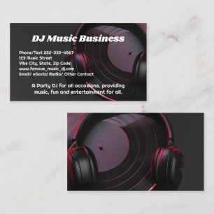 Schwarze Vinyl-Schallplatte Dj-Party-Musik Deejay  Visitenkarte