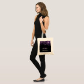 Schwarze violette Glitter-Monogramm-Initialen Tragetasche (Vorderseite (Model))