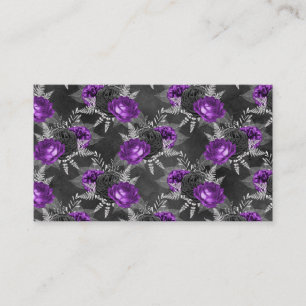 Schwarze violette Rosen silberne Blätter dunkler G Visitenkarte