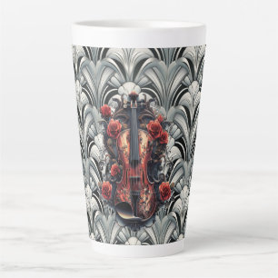 Schwarze Violine in Art Deco GMajor Keramik Latte  Milchtasse