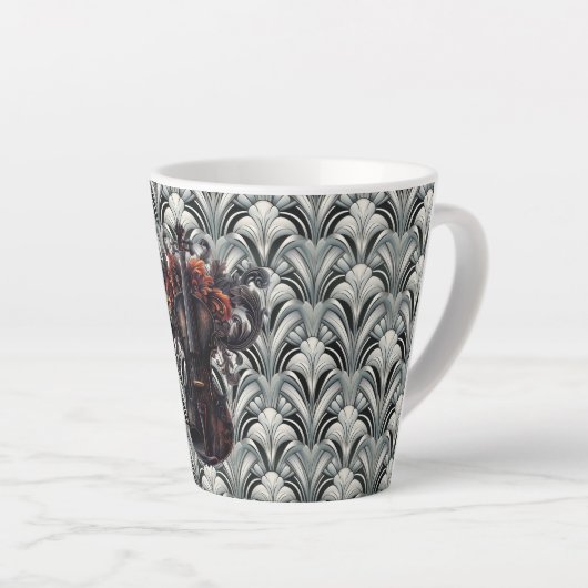 Schwarze Violine in Art Deco GMajor Keramik Latte  Milchtasse (Rechte Ecke)