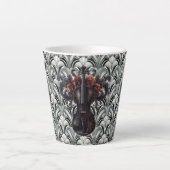 Schwarze Violine in Art Deco GMajor Keramik Latte  Milchtasse (Vorderseite)
