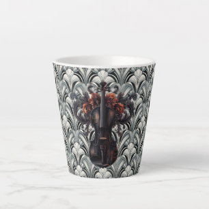 Schwarze Violine in Art Deco GMajor Keramik Latte  Milchtasse