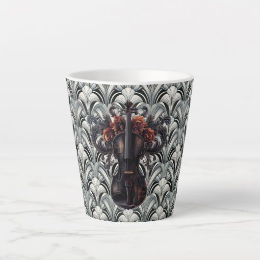 Schwarze Violine in Art Deco GMajor Keramik Latte Milchtasse (Vorderseite)