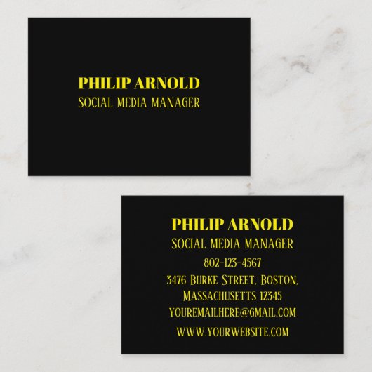 Schwarze Visitenkarte (Vorne/Hinten)