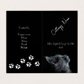 Schwarze Visitenkarte für Cattery Visitenkarten (Außenseite Aufgefaltet)