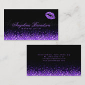 Schwarze Visitenkarte für Lila Lippen (Vorne/Hinten)