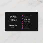 Schwarze Visitenkarte - Ihre Farben und Ihr Schrif (Rückseite)