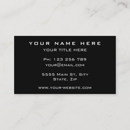 Schwarze Visitenkarte - Ihre Farben und Ihr Schrif (Rückseite)