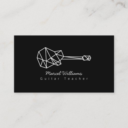 Schwarze Visitenkarte mit Gitarre (Vorderseite)
