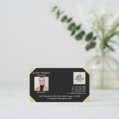Schwarze Visitenkarte mit Goldgrenze (Stehend Vorderseite)