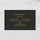 Schwarze Visitenkarte mit Goldschrift (Rückseite)