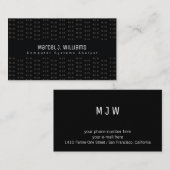 schwarze Visitenkarte mit Initialmuster (Vorne/Hinten)