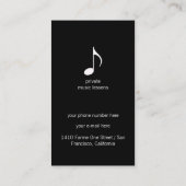 schwarze Visitenkarte mit musikalischer Note (Rückseite)